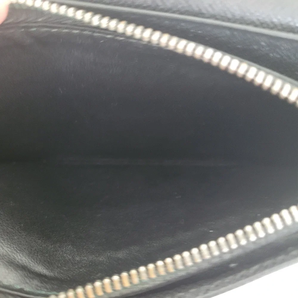 Louis Vuitton Black Taiga Leather Long Bifold Wallet Zippered Coin Pouch TA2114